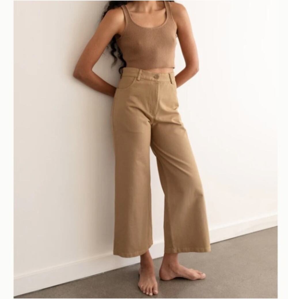 FIRST RITE Wide Trouser Pant Camel Tan Sz XL NWT $264 {AA36}
